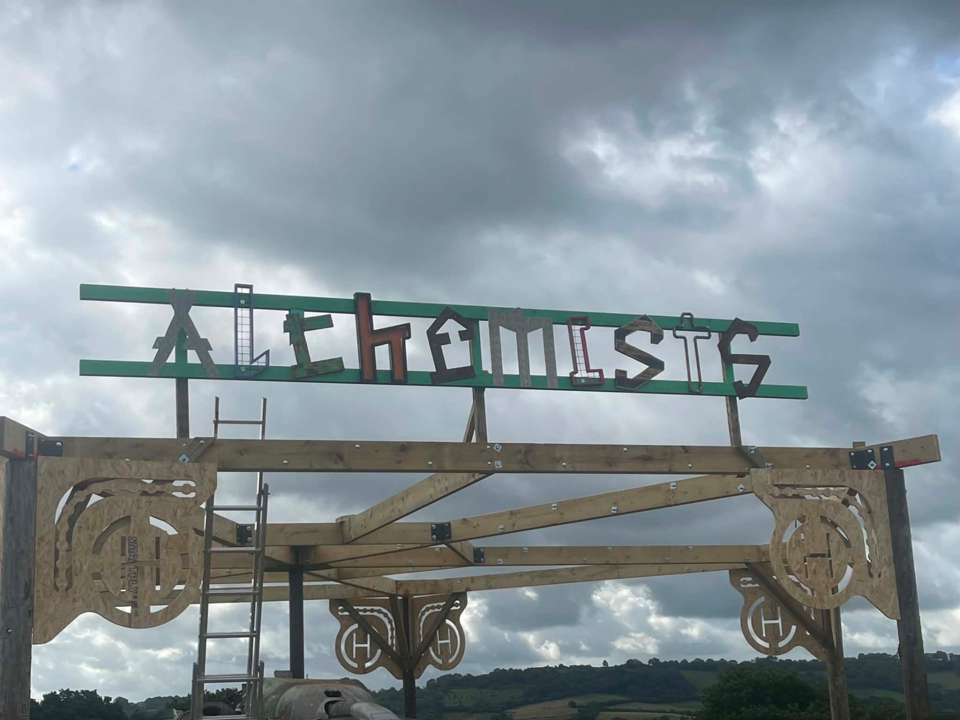 Hand-made Alchemists Playground sign above the structure